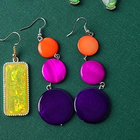 Purple orange color drop earrings - Picture 1 of 12
